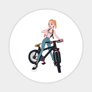 Girl on Bike Magnet